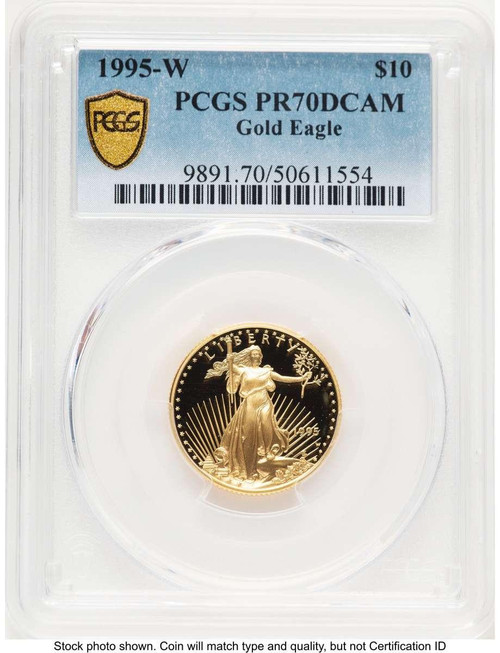 Bullionshark 1995-W $10 Proof 1/4 oz American Gold Eagle Coin PCGS PR70 DCAM - HAT789108036 