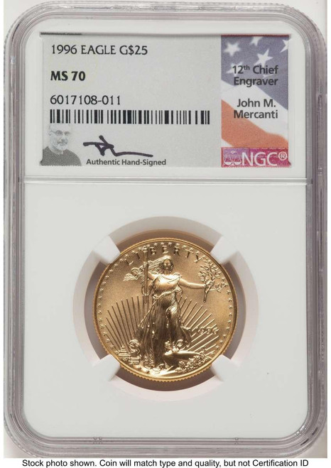 Bullionshark 1996 $25 1/2 oz American Gold Eagle Coin NGC MS70 - HAT520558077 