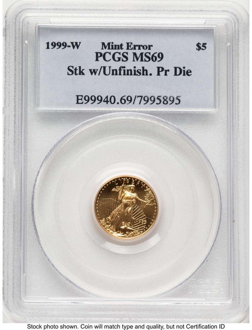 Bullionshark 1999-W $5 Proof 1/10 oz American Gold Eagle Coin PCGS PR69 DCAM - Unfinished  Dies - HAT760490007 