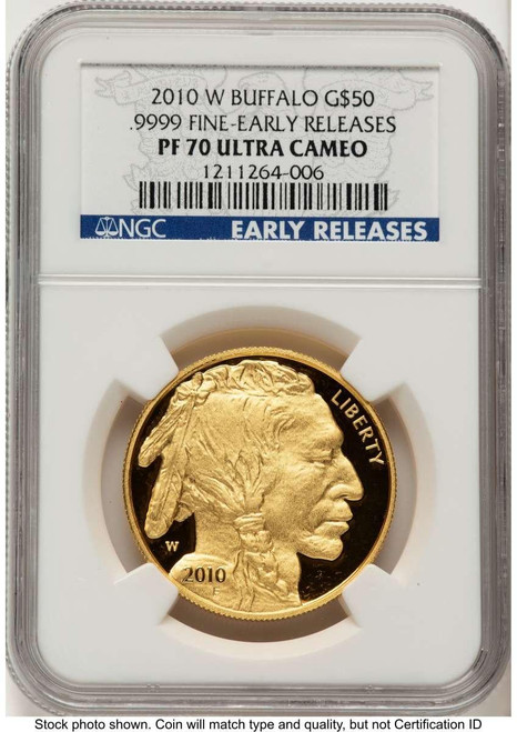 Bullionshark 2010-W $50 Proof 1 oz American Gold Buffalo Coin NGC PF70 UCAM - First Strike - HAT508016002 