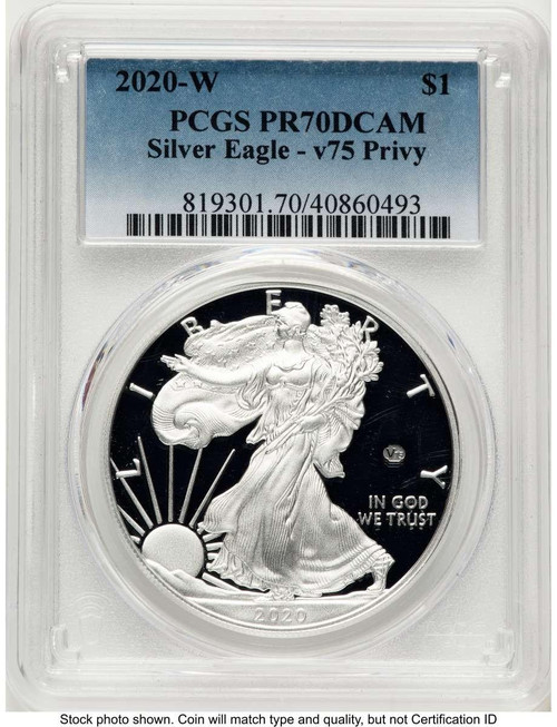 2020-W S$1 Proof American Silver Eagle Coin PCGS PR70 DCAM - v75