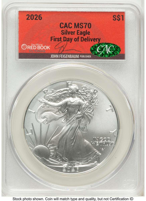 Bullionshark 2026 $1 American Silver Eagle Coin CACG MS70 - HAT523402452 