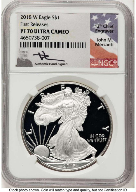 Bullionshark 2018-W S$1 Proof American Silver Eagle Coin NGC PF70 UCAM - HAT784375061 