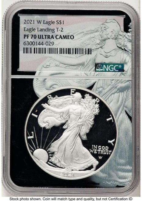 Bullionshark 2021-W S$1 Proof American Silver Eagle Coin NGC PF70 UCAM - Type Two - HAT789018032 