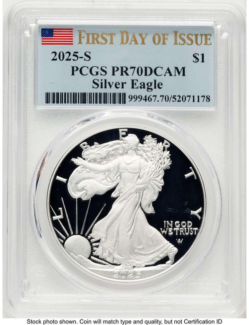 Bullionshark 2025-S S$1 Proof American Silver Eagle Coin PCGS PR70 DCAM - HAT788454015 