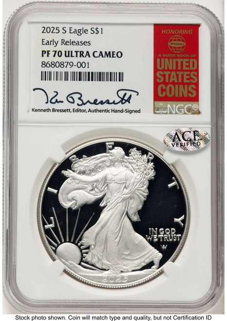 2025-S S$1 Proof American Silver Eagle Coin NGC PF70 UCAM coin front image