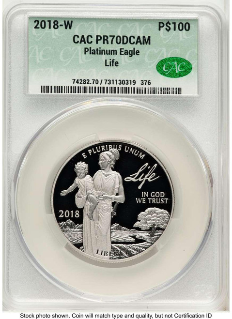 Bullionshark 2018-W $100 Proof Modern Bullion Coin CACG PR70   One Ounce Platinum Eagle - Life - HAT524772008 