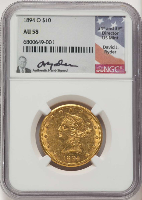 1894-O $10 Liberty Gold Eagle Coin NGC AU58 coin front image