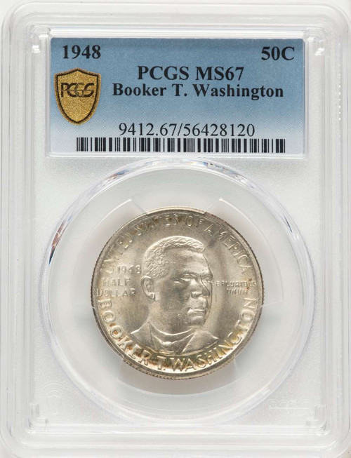 1948 50C Commemorative Silver Coin PCGS MS67   Booker T. Washington coin front image