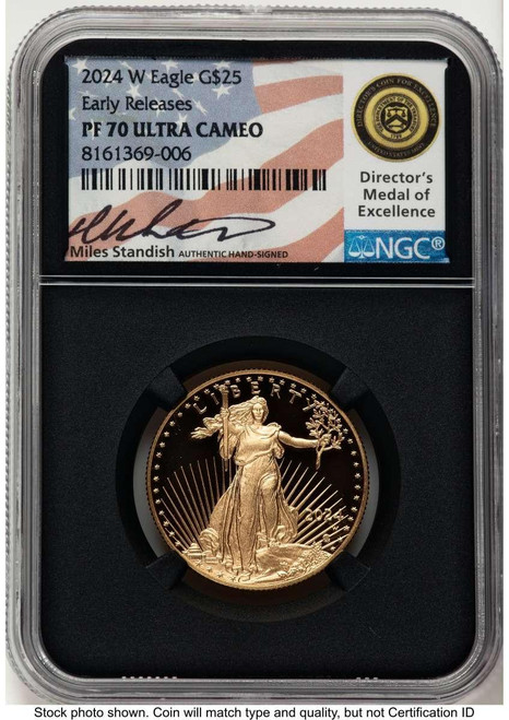 Bullionshark 2024-W G$25 Proof 1/2 oz American Gold Eagle Coin NGC PF70 UCAM - HAT506877002 