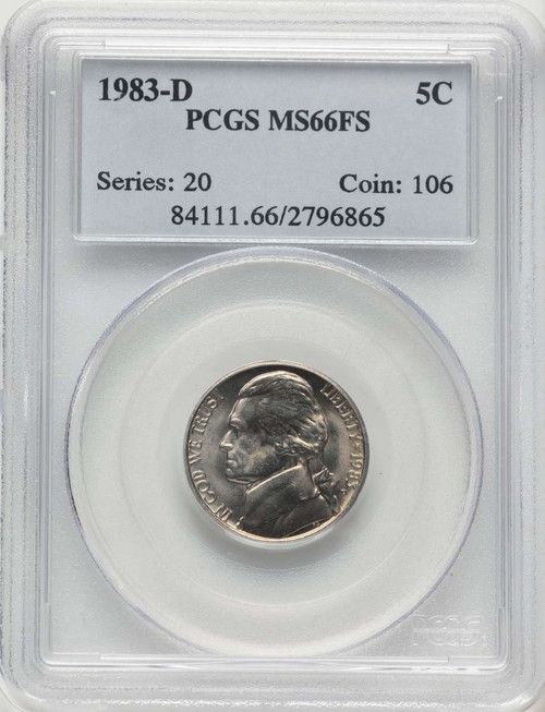 1983-D 5C Jefferson Nickel Coin PCGS MS66 coin front image