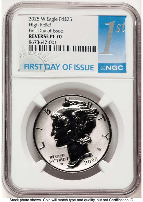 Bullionshark 2025-W $25 Reverse Proof Palladium Eagle Coin NGC rev PF70   One-Ounce - HAT789291002 