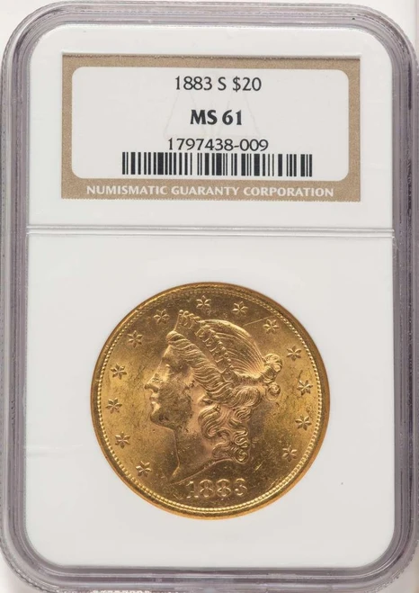 Bullionshark 1883-S $20 Liberty Gold Double Eagle NGC MS61 - HAT177545058 