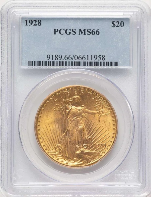 Bullionshark 1928 $20 Saint Gaudens Double Eagle PCGS MS66 - HAT779594009 