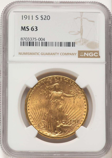 Bullionshark 1911-S $20 Saint Gaudens Double Eagle NGC MS63 - HAT177504069 