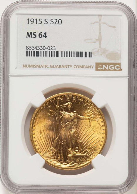 Bullionshark 1915-S $20 Saint Gaudens Double Eagle NGC MS64 - HAT524678025 