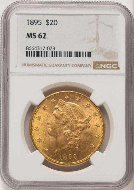 Bullionshark 1895 $20 Liberty Gold Double Eagle NGC MS62 - HAT524248005 