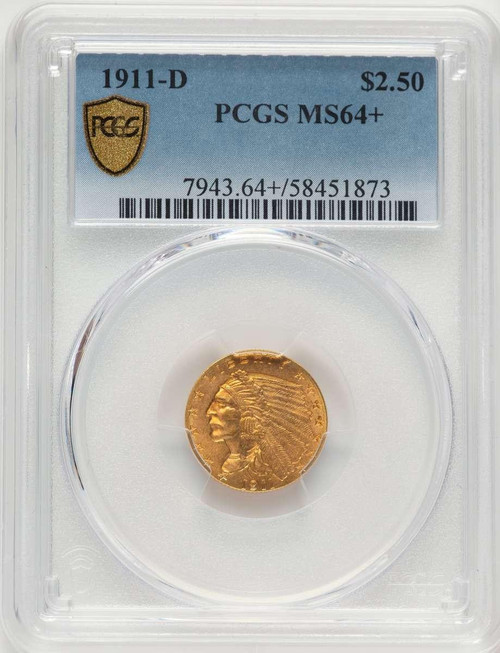 Bullionshark 1911-D $2.5 Indian Gold Quarter Eagle Coin PCGS MS64  + - HAT769563025 