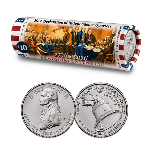 1776-2026 Declaration of Independence Quarter Roll BU - U.S. Mint Color Wrapper 