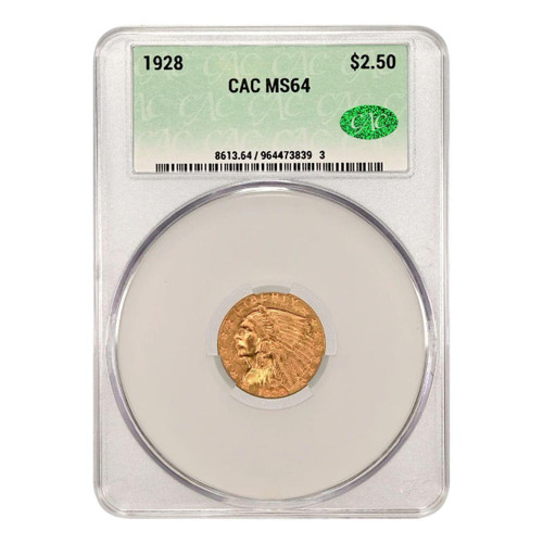  1928 $2.50 Gold Indian Head Quarter Eagle CACG MS64 
