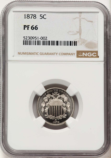 1878 5C Proof Shield Nickel Coin NGC PF66 coin front image