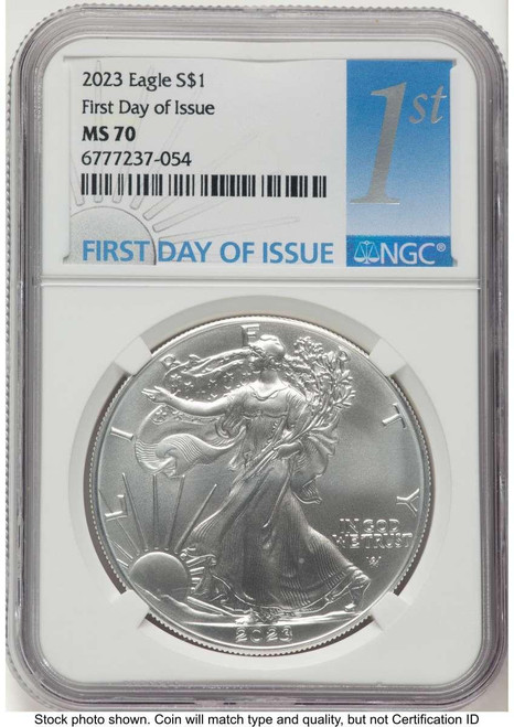 Bullionshark 2023 $1 American Silver Eagle Coin NGC MS70 - First Day of Issue - HAT521119204 