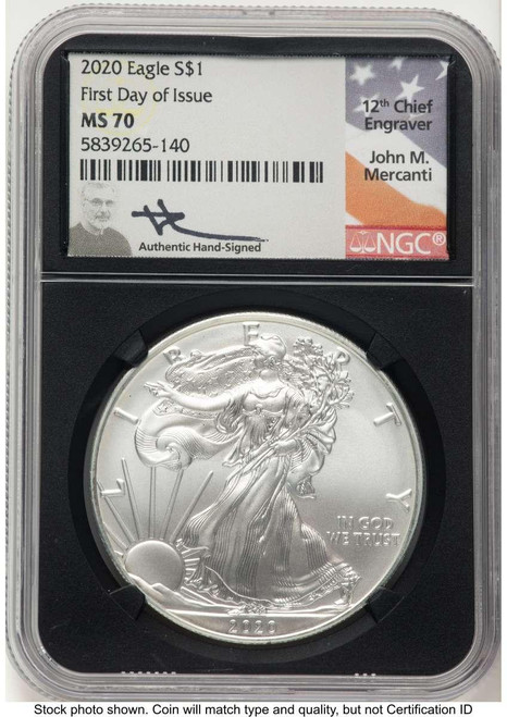 Bullionshark 2020 S$1 American Silver Eagle Coin NGC MS70 - First Day of Issue - HAT774670012 
