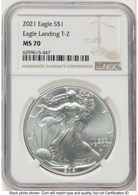 Bullionshark 2021 S$1 American Silver Eagle Coin NGC MS70 - Type Two - HAT786036027 