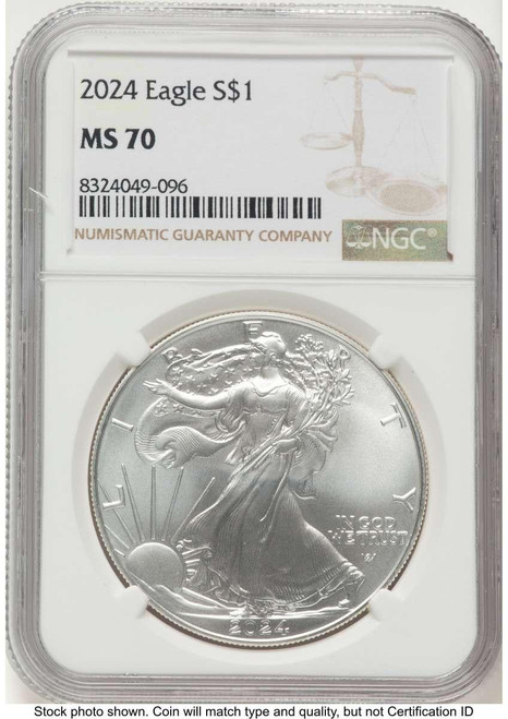 Bullionshark 2024 $1 American Silver Eagle Coin NGC MS70 - HAT780213017 