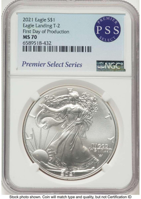 Bullionshark 2021 S$1 American Silver Eagle Coin NGC MS70 - Type Two - HAT779075049 