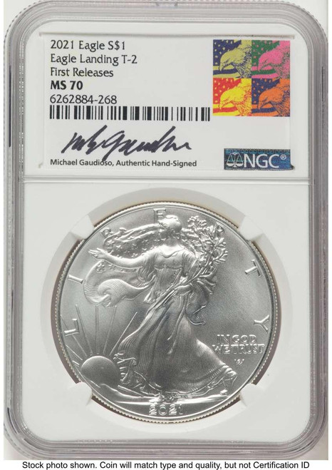 Bullionshark 2021 S$1 American Silver Eagle Coin NGC MS70 - Type Two - First Strike - HAT777573004 