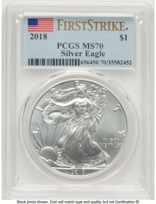 Bullionshark 2018 S$1 American Silver Eagle Coin PCGS MS70 - First Strike - HAT788282002 