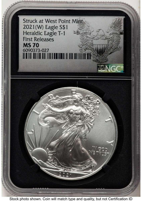 Bullionshark 2021 S$1 American Silver Eagle Coin NGC MS70 - Type One - HAT788414054 