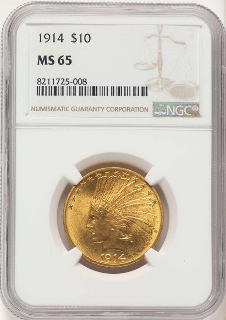 Bullionshark 1914 $10 Indian Gold Eagle Coin NGC MS65 - HAT508238021 