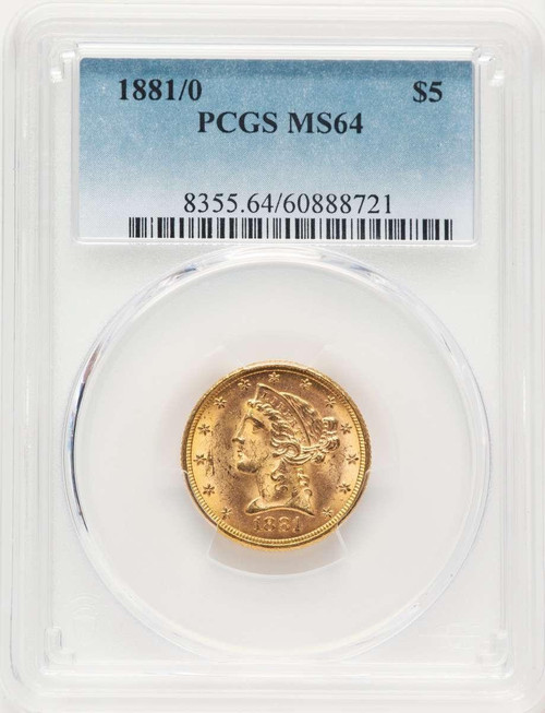 Bullionshark 1881/0 $5 Liberty Gold Half Eagle Coin PCGS MS64 - HAT508238027 