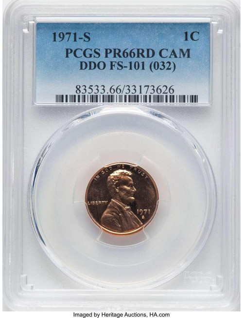 Bullionshark 1971-S 1C Proof Lincoln Cent Coin PCGS PR66 CAMEO    Doubled Die Obverse - FS-101 - RD - HAT788399002 