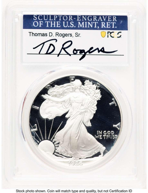 Bullionshark 1986-S $1 Proof American Silver Eagle Coin PCGS PR70 DCAM - Thomas D. Rogers Sr. Signature - HAT768981077 