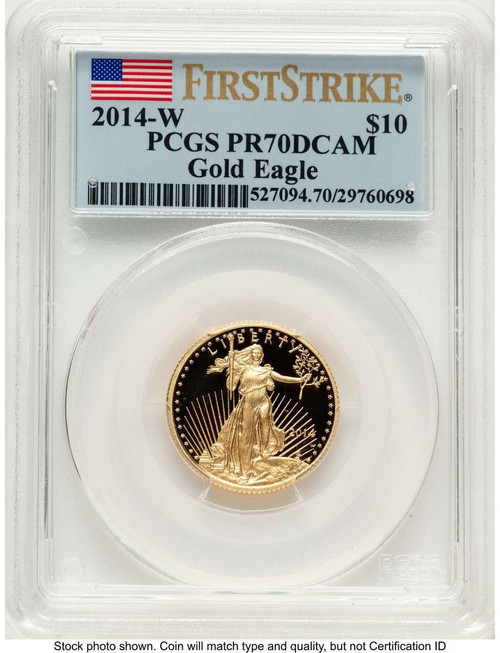 Bullionshark 2014-W $10 Proof 1/4 oz American Gold Eagle Coin PCGS PR70 DCAM - First Strike - HAT507491026 