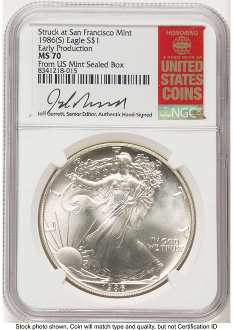 Bullionshark 1986-(S) S$1 American Silver Eagle Coin NGC MS70 - Struck at San Francisco - HAT519904503 