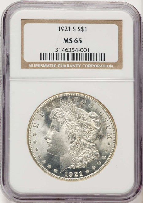 1921-S S$1 Morgan Silver Dollar Coin NGC MS65 coin front image