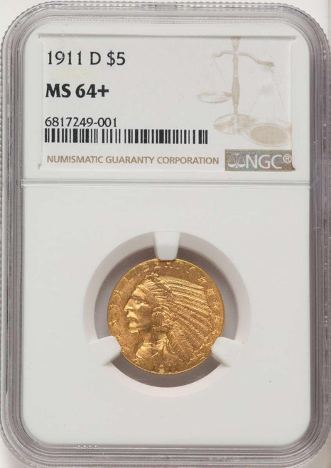 Bullionshark 1911-D $5 Indian Gold Half Eagle Coin NGC MS64  + - HAT788141005 