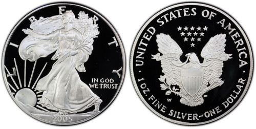 Bullionshark 2005-W American Silver Eagle Proof (OGP & Papers) 
