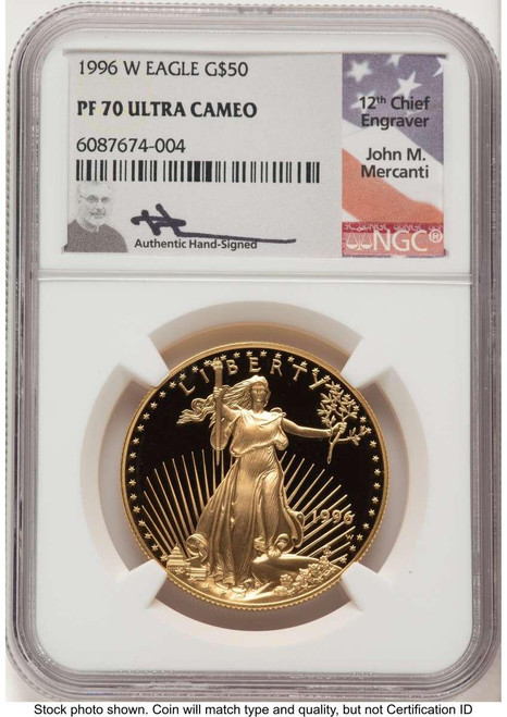Bullionshark 1996-W $50 Proof 1 oz American Gold Eagle Coin NGC PF70 UCAM - HAT788533011 