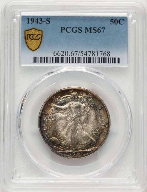 Bullionshark 1943-S 50C Walking Liberty Half Dollar Coin PCGS MS67 - HAT789037001 