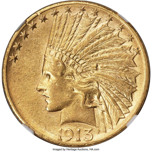 1913-S $10 Indian Gold Eagle Coin NGC AU55 coin front image