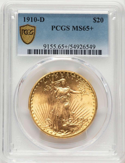 Bullionshark 1910-D $20 Saint Gaudens Double Eagle PCGS MS65  + - HAT525040061 