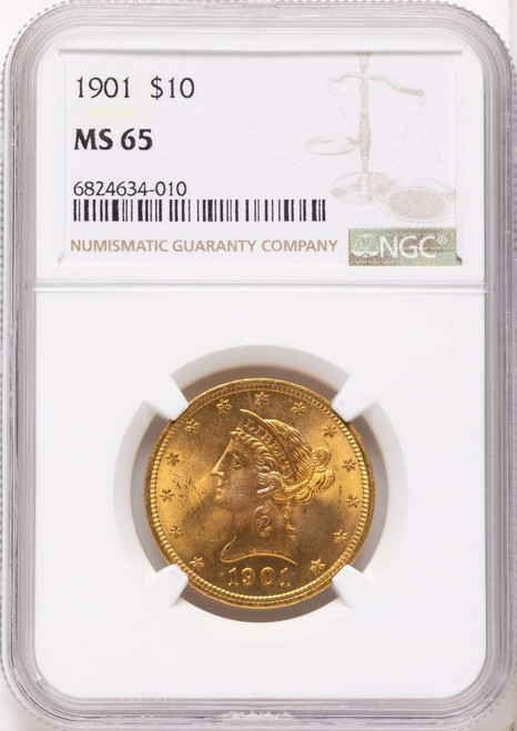 Bullionshark 1901 $10 Liberty Gold Eagle Coin NGC MS65 - HAT524990004 