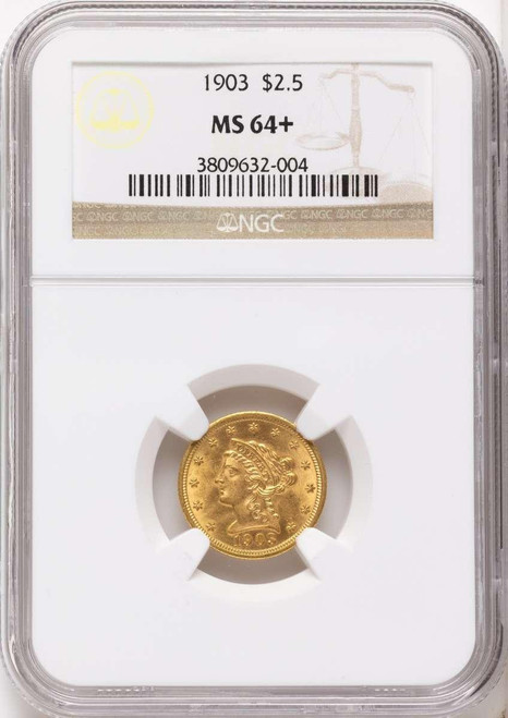 Bullionshark 1903 $2.5 Liberty Gold Quarter Eagle Coin NGC MS64  + - HAT525024013 