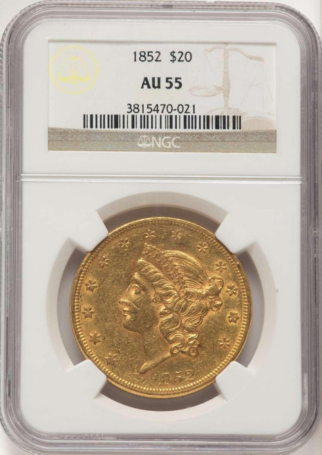 Bullionshark 1852 $20 Liberty Gold Double Eagle NGC AU55 - HAT789808024 
