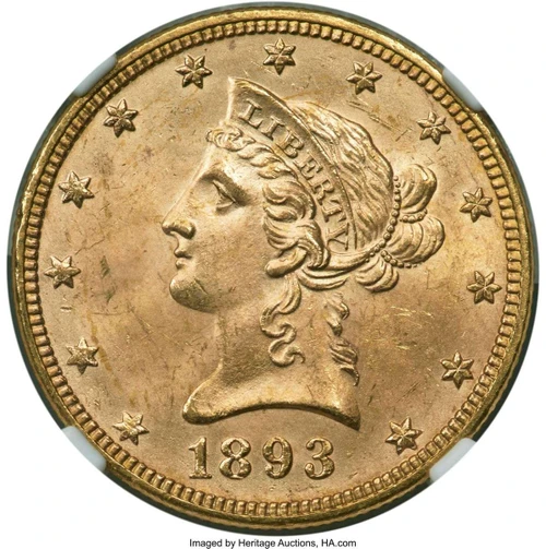 Bullionshark 1893 $10 Liberty Gold Eagle Coin NGC MS65 - HAT789808015 